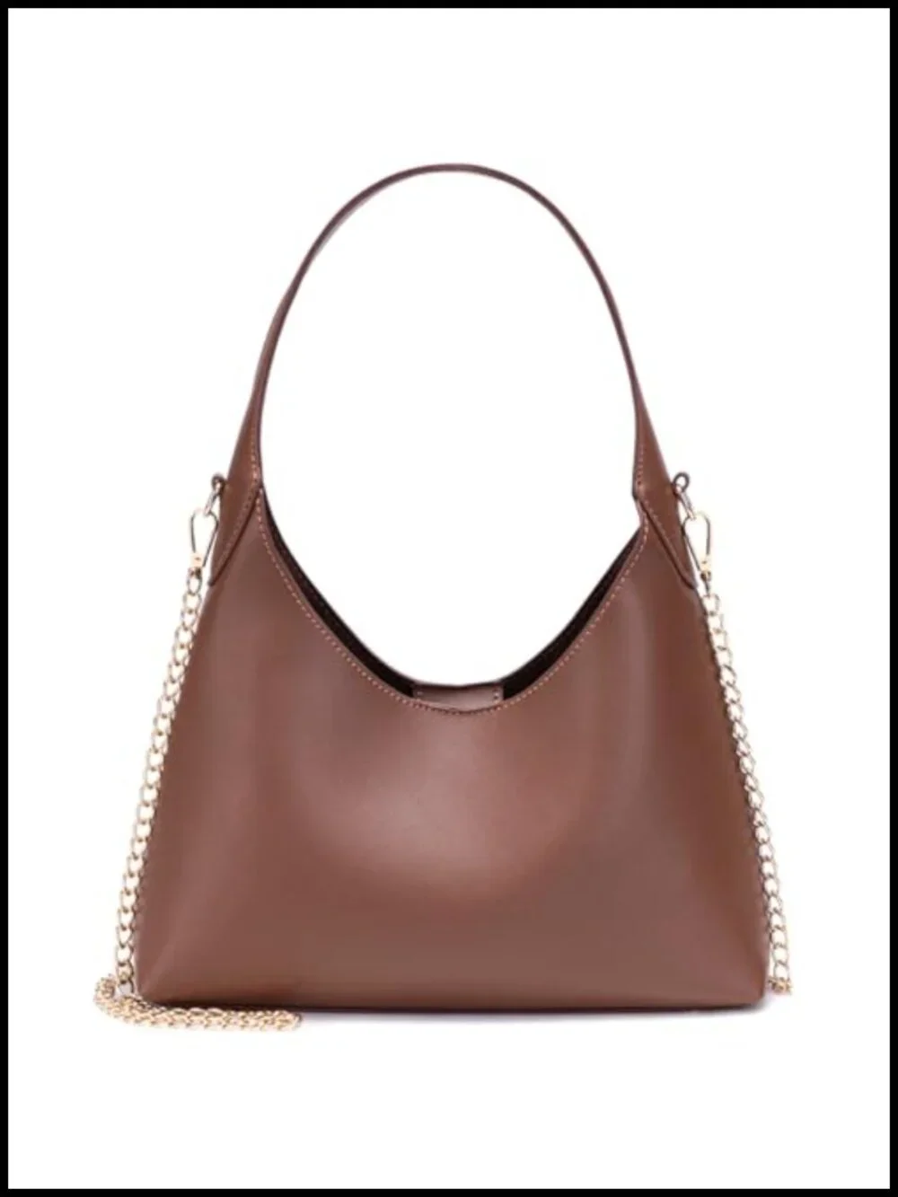 Women's Faux Leather Hobo Bag with Chain Crossbody Shoulder Strap